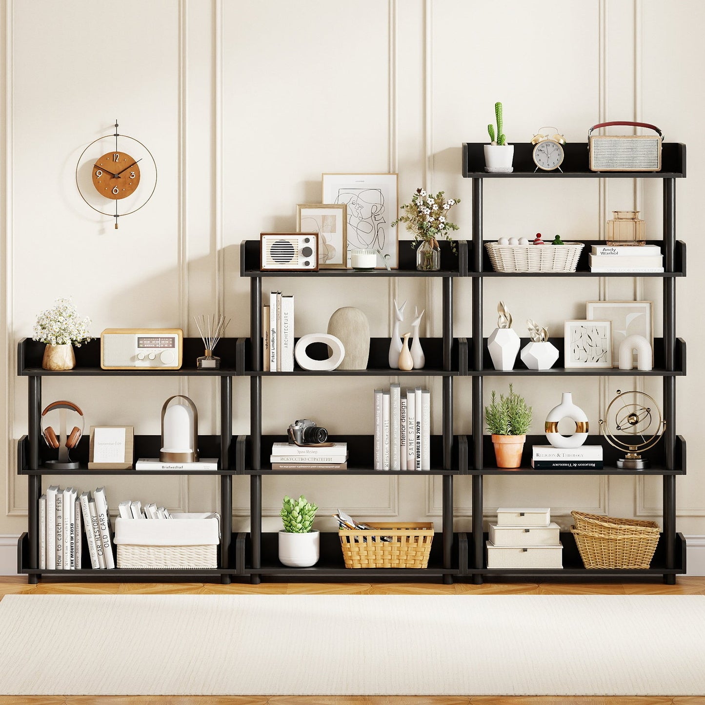 4-Tier Bookshelf Open Bookcase with Anti-Tipping Kit Industrial Storage Unit