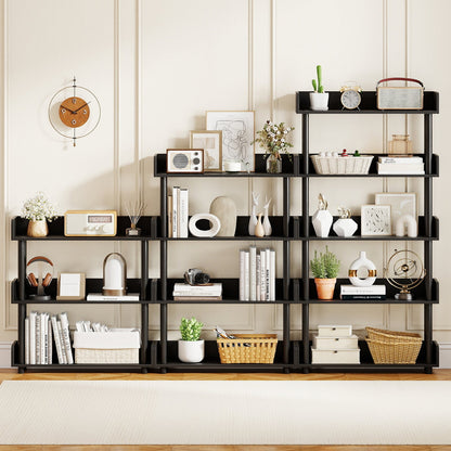 4-Tier Bookshelf Open Bookcase with Anti-Tipping Kit Industrial Storage Unit