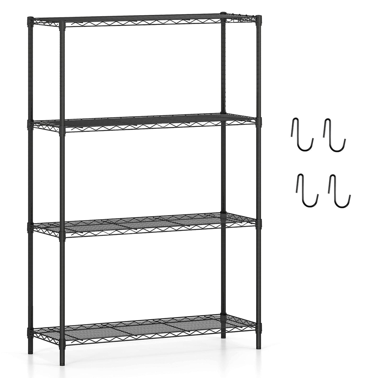 4-Tier Metal Storage Shelving Unit with V-Shaped Wire Rack and 1000 LBS Capacity-Black
