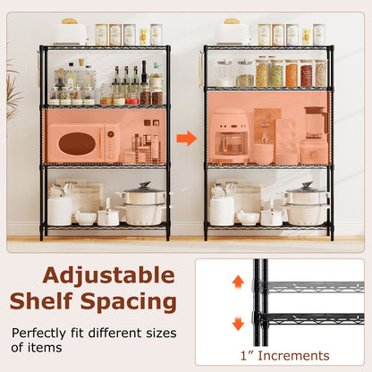 4-Tier Metal Storage Shelving Unit with V-Shaped Wire Rack and 1000 LBS Capacity-Black