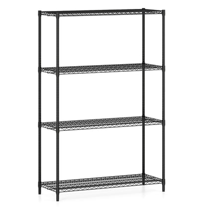 4-Tier Metal Storage Shelving Unit with V-Shaped Wire Rack-Black