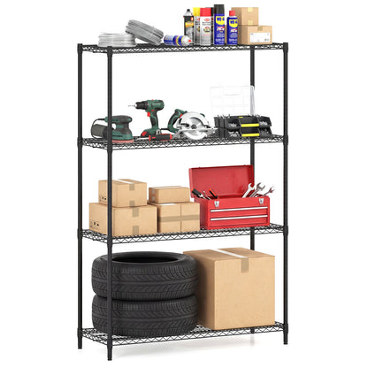 4-Tier Metal Storage Shelving Unit with V-Shaped Wire Rack-Black