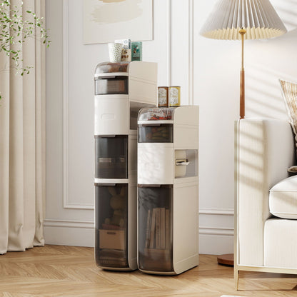 5-Tier Narrow Bathroom Storage Cabinet with Drawers and Tissue Box