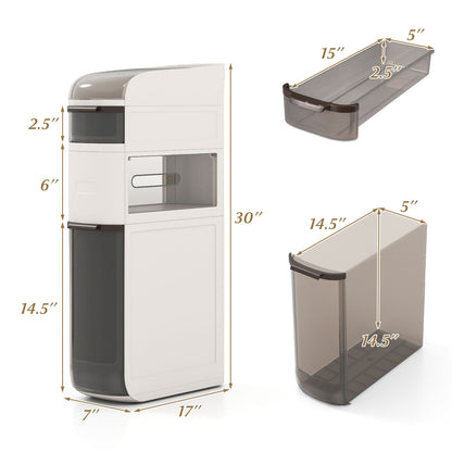 5-Tier Narrow Bathroom Storage Cabinet with Drawers and Tissue Box
