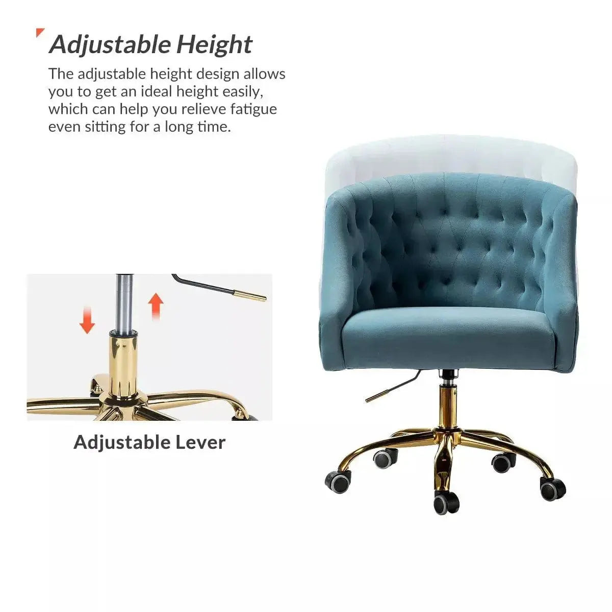 Curvaceous Velvet Swivel Office Chair with Gold Base