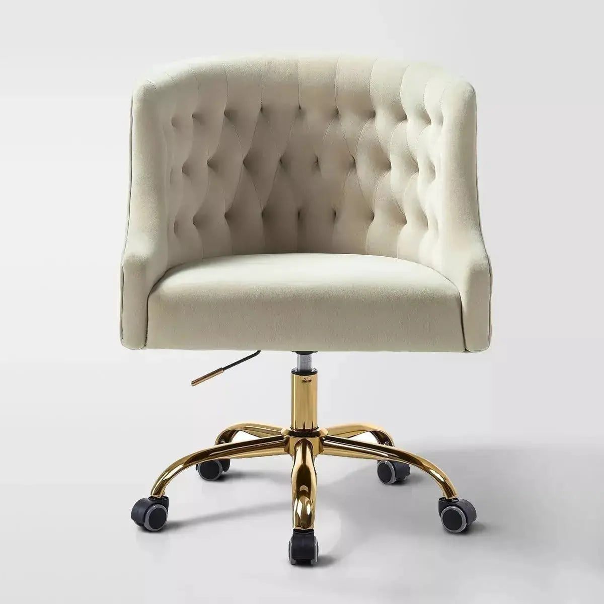 Curvaceous Velvet Swivel Office Chair with Gold Base