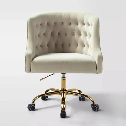 Curvaceous Velvet Swivel Office Chair with Gold Base