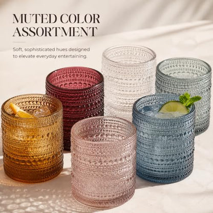 Beaded Hobnail Tumbler Drinking Glasses Set | Set of 6