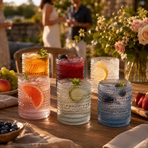 Beaded Hobnail Tumbler Drinking Glasses Set | Set of 6