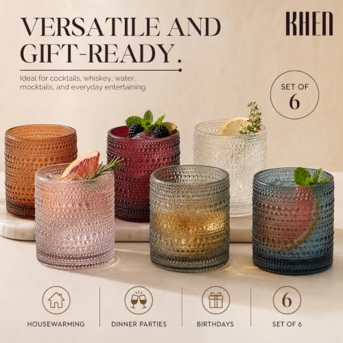 Beaded Hobnail Tumbler Drinking Glasses Set | Set of 6