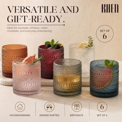 Beaded Hobnail Tumbler Drinking Glasses Set | Set of 6