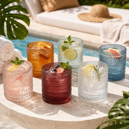 Beaded Hobnail Tumbler Drinking Glasses Set | Set of 6