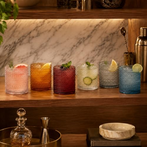 Beaded Hobnail Tumbler Drinking Glasses Set | Set of 6