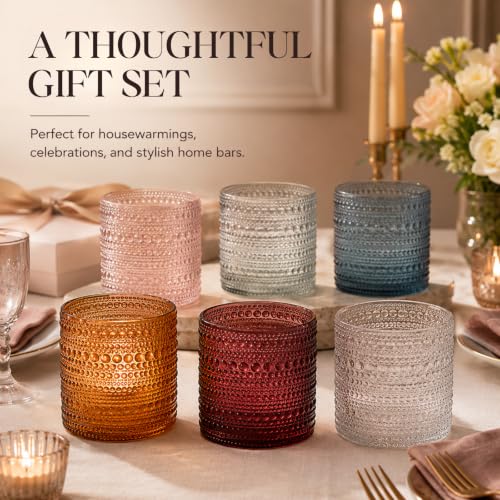 Beaded Hobnail Tumbler Drinking Glasses Set | Set of 6