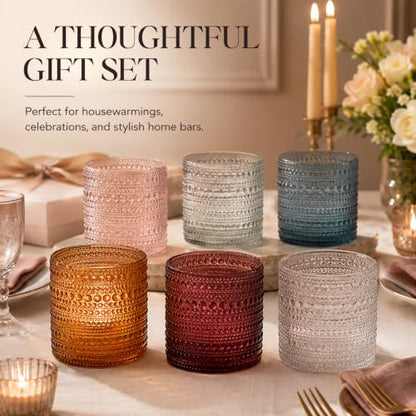 Beaded Hobnail Tumbler Drinking Glasses Set | Set of 6