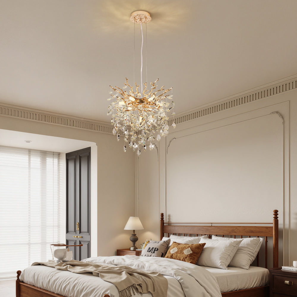 Gold Tree Branch Crystal Chandelier | Modern Luxury Pendant Light for Dining Room, Living Room & Bedroom