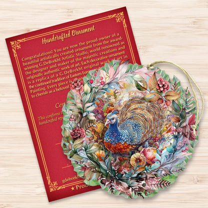 Thanksgiving Turkey Wreath Wooden Ornaments by G. Debrekht Thanksgiving Decor - 8611083