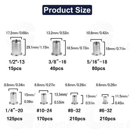 860Pcs Rivet Nut Tool Kit