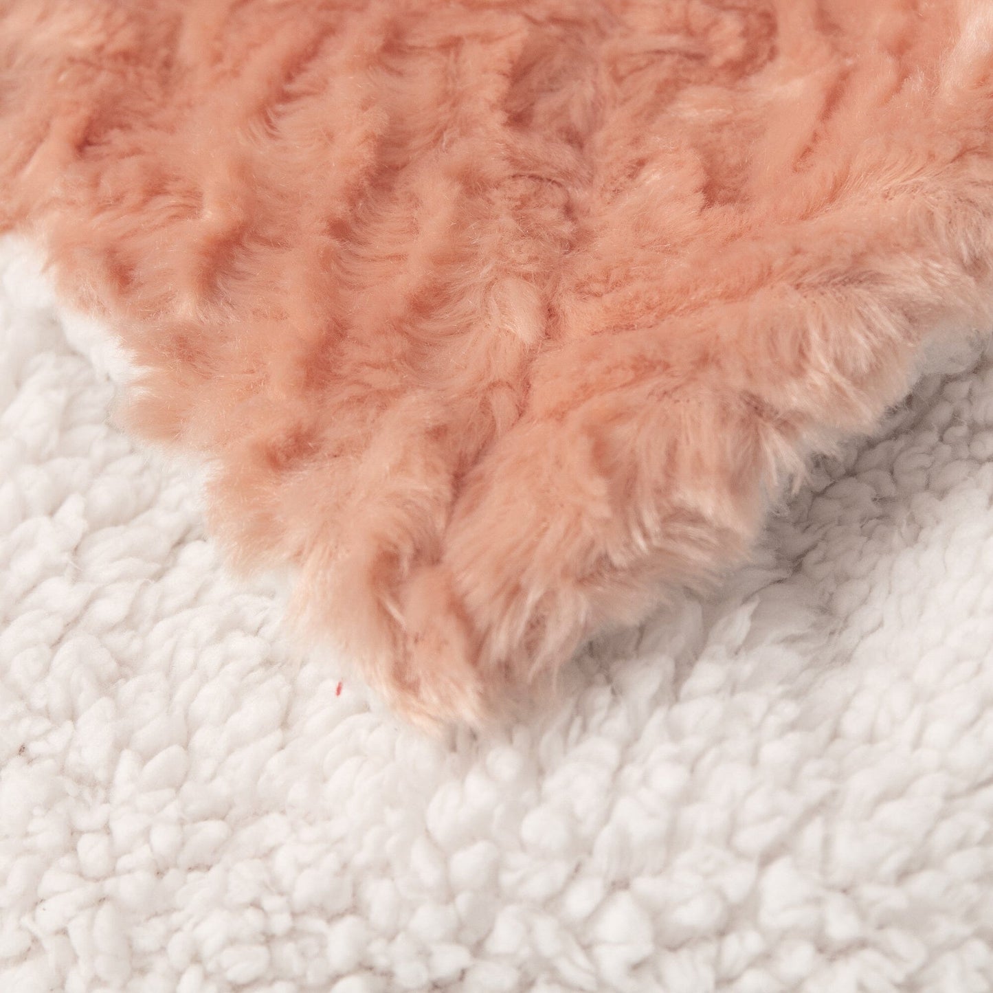 DaDa Bedding Coral Peach Rose Faux Fur Sherpa Throw Blanket