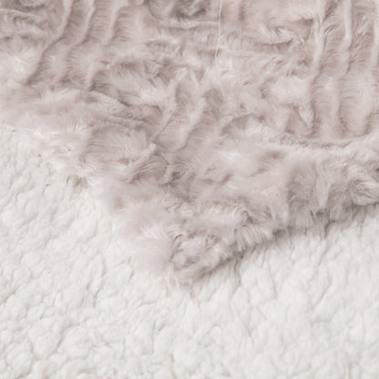 DaDalogy Lavender Grey Faux Fur Sherpa Throw Blanket