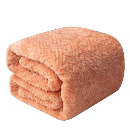 DaDa Bedding Coral Peach Rose Faux Fur Sherpa Throw Blanket