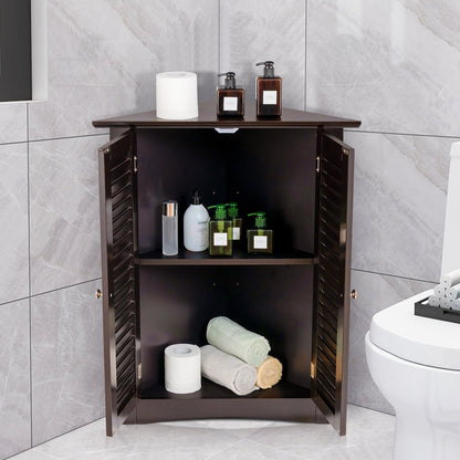 Bathroom Corner Storage Freestanding Floor Cabinet with Shutter Door