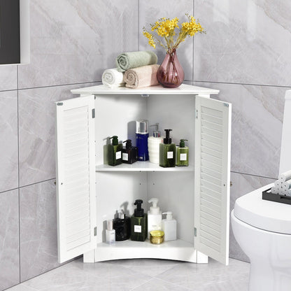 Bathroom Corner Storage Freestanding Floor Cabinet with Shutter Door