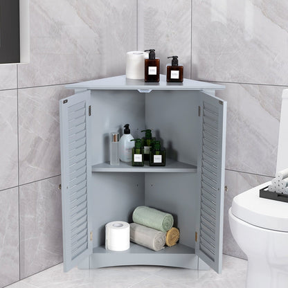 Bathroom Corner Storage Freestanding Floor Cabinet with Shutter Door