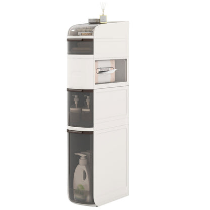 5-Tier Narrow Bathroom Storage Cabinet with Drawers and Tissue Box