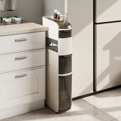 5-Tier Narrow Bathroom Storage Cabinet with Drawers and Tissue Box
