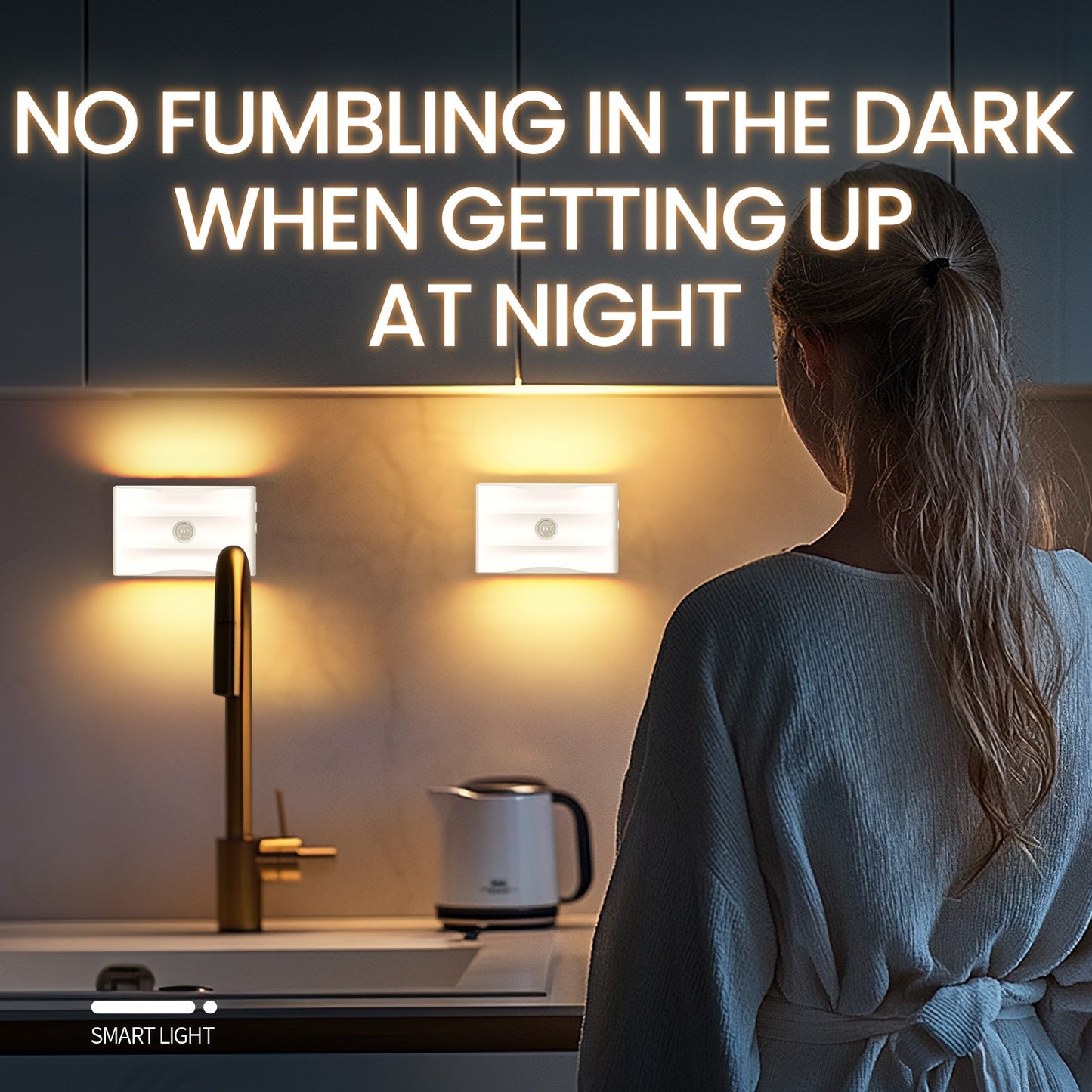 Rechargeable Battery Night Light ,1500 mah , Adjustable Brightness for Bathroom, Bedroom, Kitchen, Cabinet, Stairs, Hallway