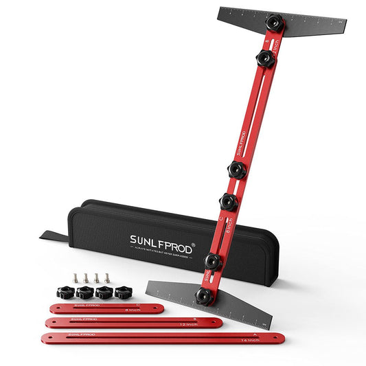 Stair Tread Template Tool - Solid Stair Tread Gauge, Shelf Layout Tool & Stair Jig Tool, Stair Tread Measuring Tool,Stair Scribe Tool Compatible with Many Types of Layout Projects (Red-Gray)