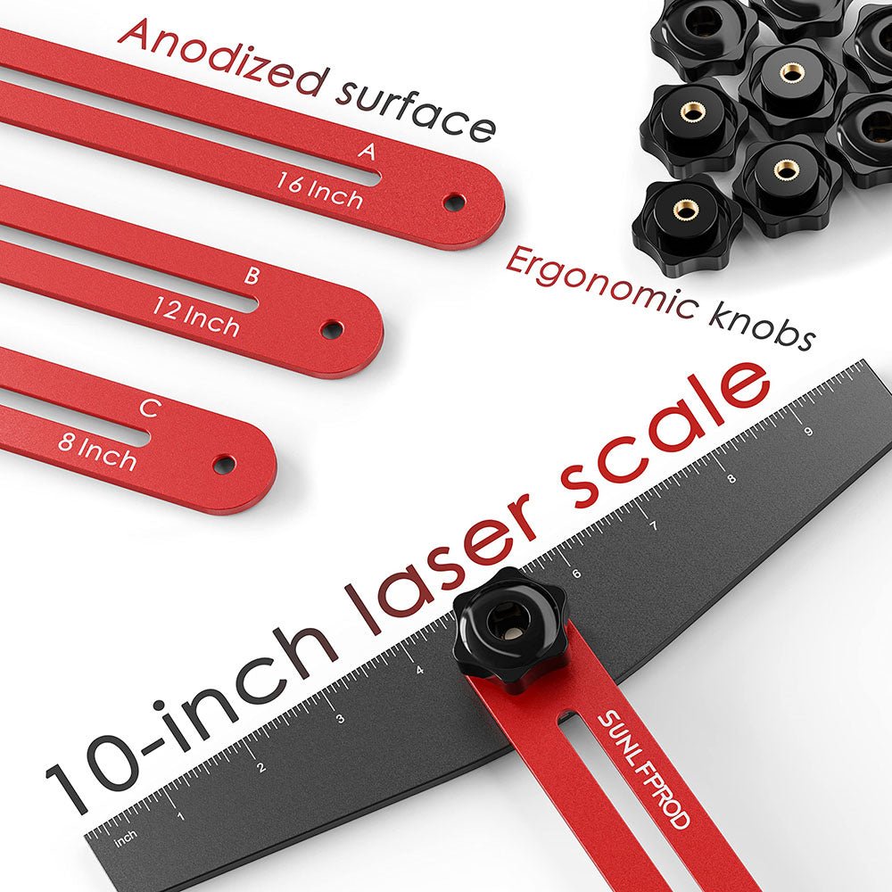Stair Tread Template Tool - Solid Stair Tread Gauge, Shelf Layout Tool & Stair Jig Tool, Stair Tread Measuring Tool,Stair Scribe Tool Compatible with Many Types of Layout Projects (Red-Gray)