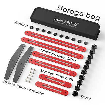 Stair Tread Template Tool - Solid Stair Tread Gauge, Shelf Layout Tool & Stair Jig Tool, Stair Tread Measuring Tool,Stair Scribe Tool Compatible with Many Types of Layout Projects (Red-Gray)
