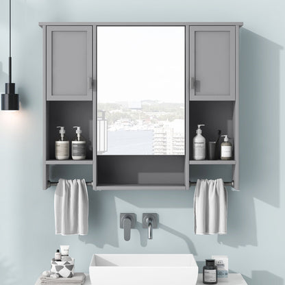 Wall Mounted Bathroom Storage Cabinet With Mirror, Medicine Cabinet With Towel Bar