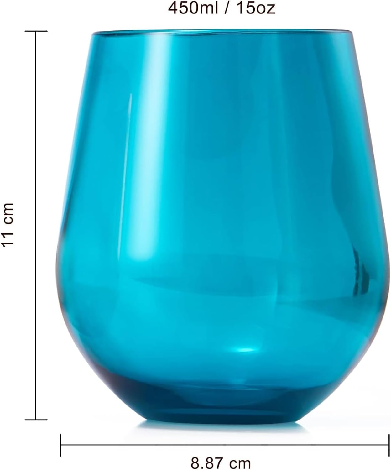 Eze Acrylic Stemless Wine Glassware, Set of 12