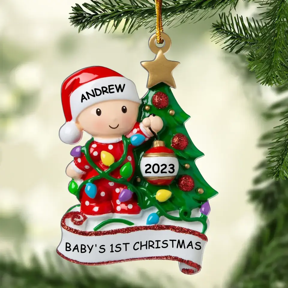 Personalized Baby's First Christmas Acrylic Ornament - Christmas Gift Idea For Baby