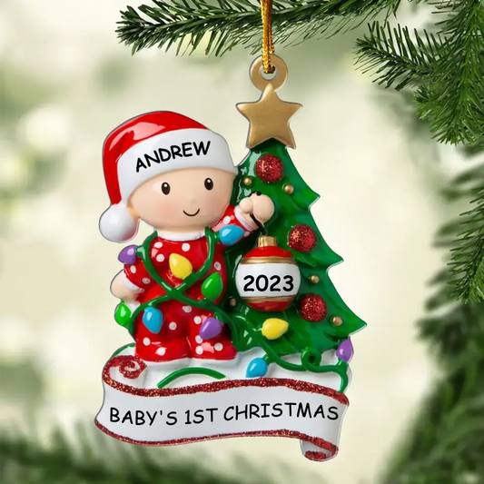 Personalized Baby's First Christmas Acrylic Ornament - Christmas Gift Idea For Baby