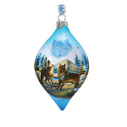 Winter Wolves Glass Ornament by G. DeBrekht - Wildlife Holiday Decor - 74173
