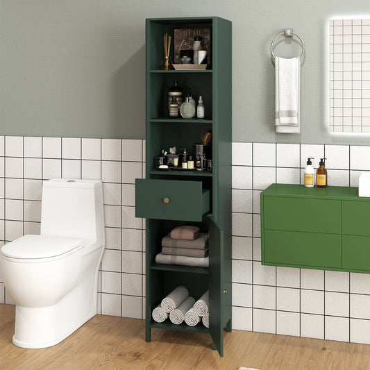 67 Inch Tall Bathroom Cabinet Narrow Floor Cabinet with Fluted Door