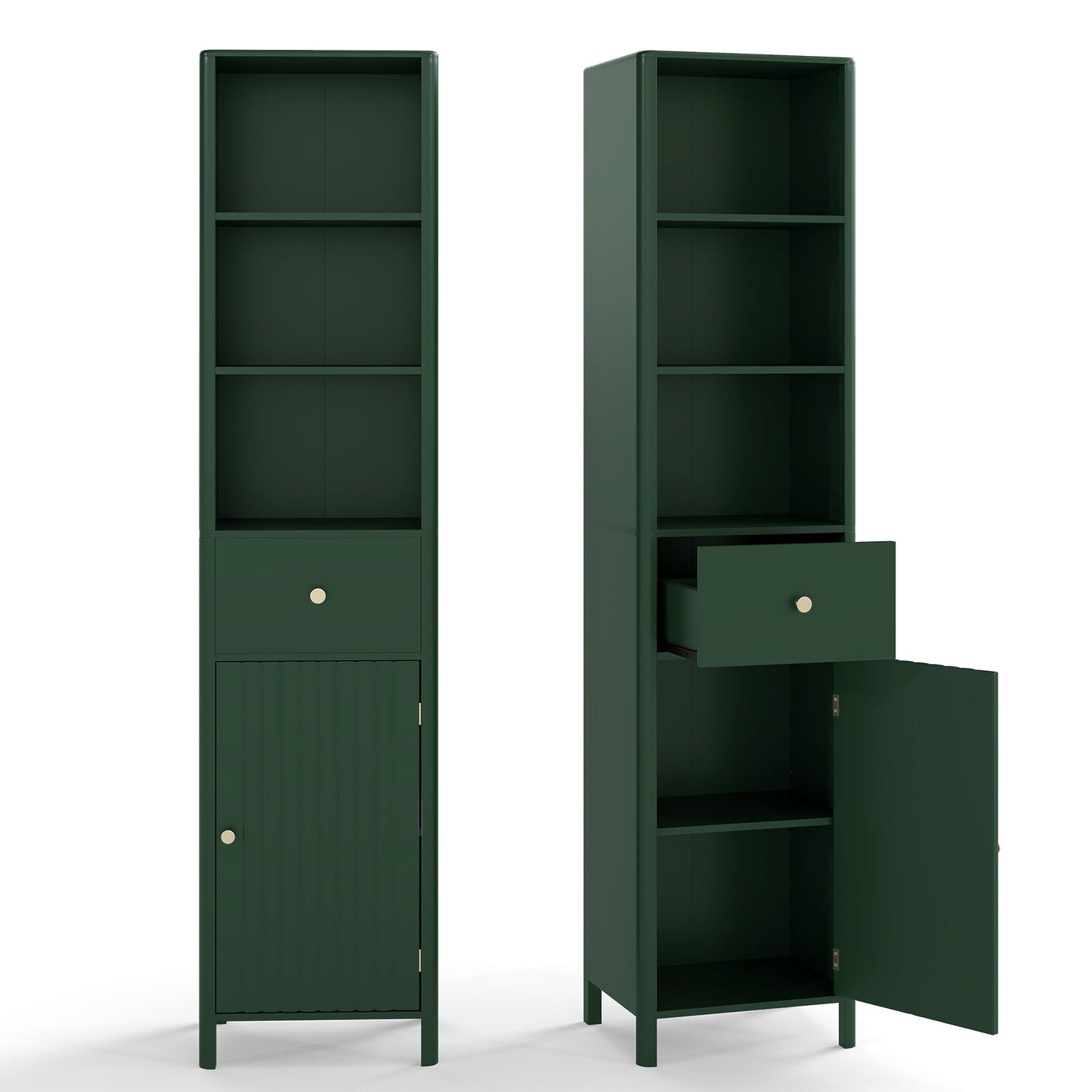67 Inch Tall Bathroom Cabinet Narrow Floor Cabinet with Fluted Door