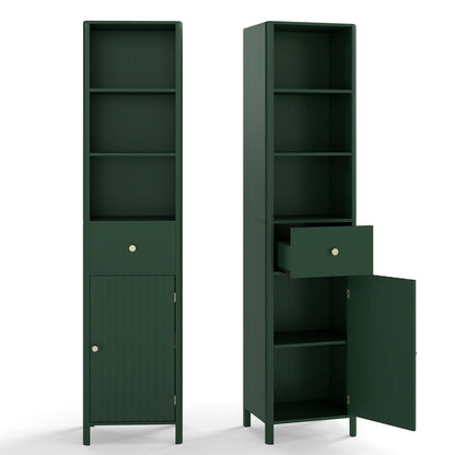 67 Inch Tall Bathroom Cabinet Narrow Floor Cabinet with Fluted Door