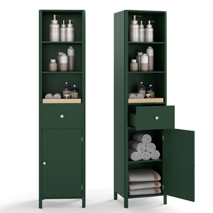 67 Inch Tall Bathroom Cabinet Narrow Floor Cabinet with Fluted Door