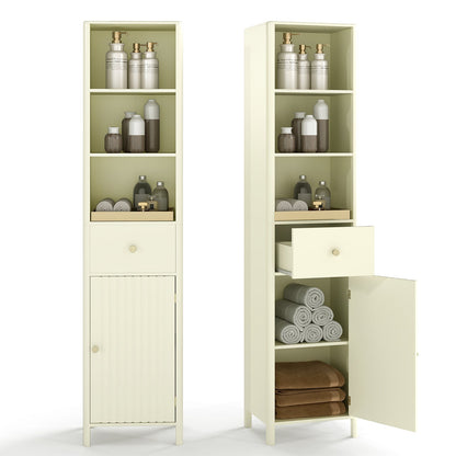 67 Inch Tall Bathroom Cabinet Narrow Floor Cabinet with Fluted Door