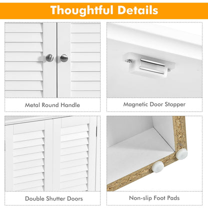 Bathroom Corner Storage Freestanding Floor Cabinet with Shutter Door