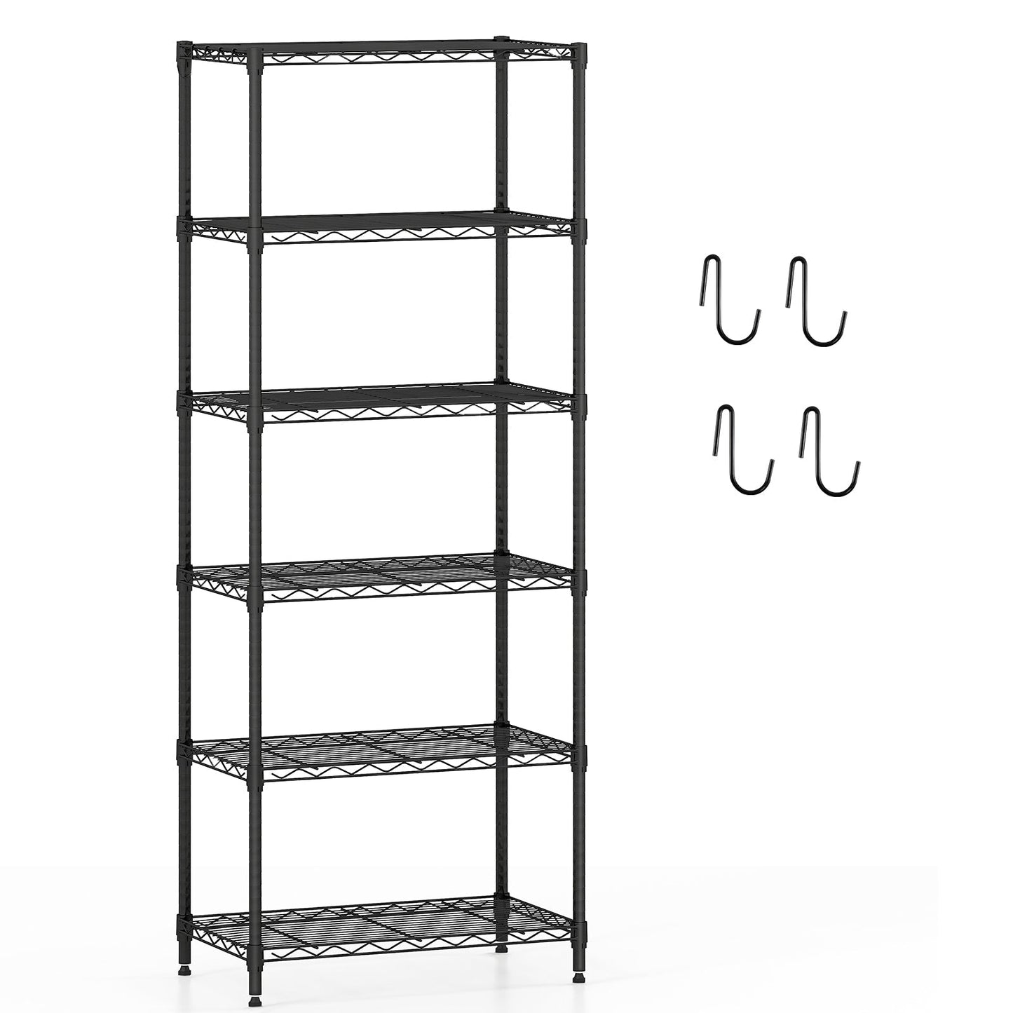 6-Tier Metal Storage Shelving Unit with V-Shaped Wire Rack and 900 LBS Capacity-Black