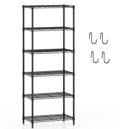 6-Tier Metal Storage Shelving Unit with V-Shaped Wire Rack and 900 LBS Capacity-Black