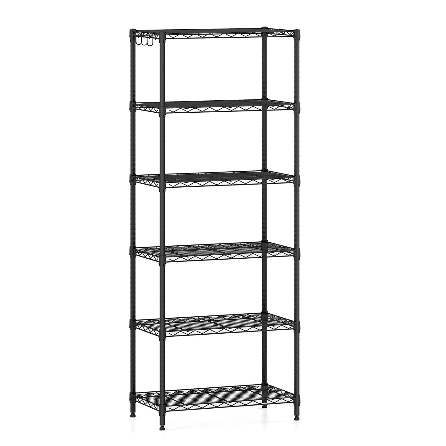 6-Tier Metal Storage Shelving Unit with V-Shaped Wire Rack and 900 LBS Capacity-Black