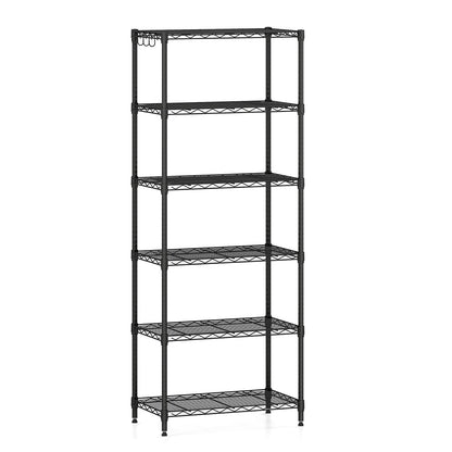 6-Tier Metal Storage Shelving Unit with V-Shaped Wire Rack and 900 LBS Capacity-Black