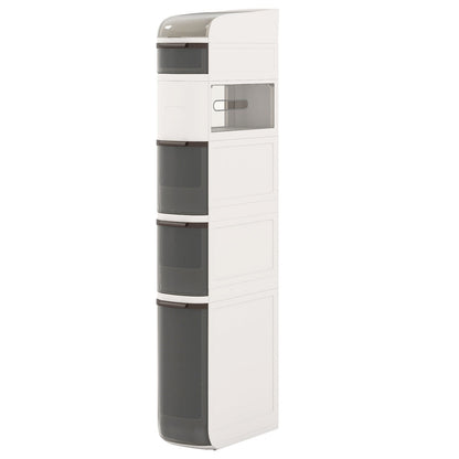 5-Tier Narrow Bathroom Storage Cabinet with Drawers and Tissue Box